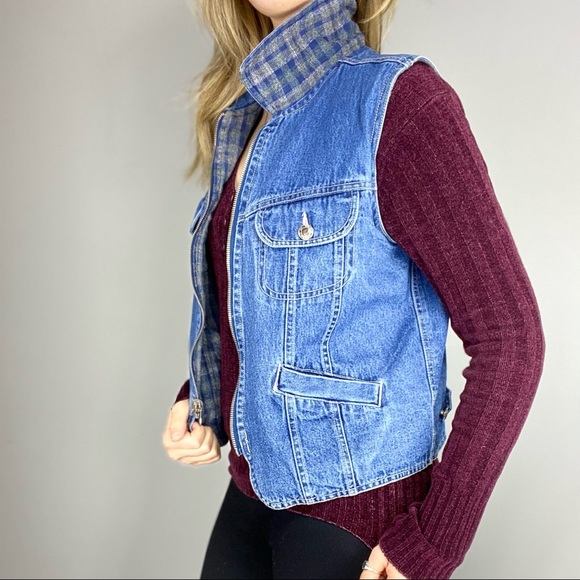 Vintage Jackets & Blazers - Saint John’s Bay reversible denim vest. Vintage